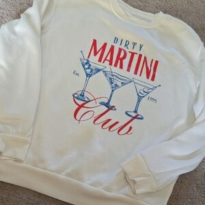Dirty Martini Club White Graphic Sweatshirt